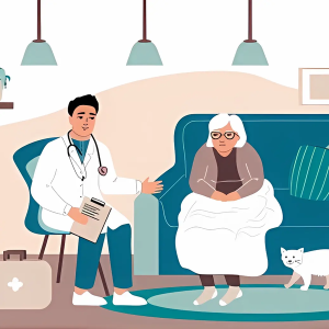Doctor visiting an elderly patient at home